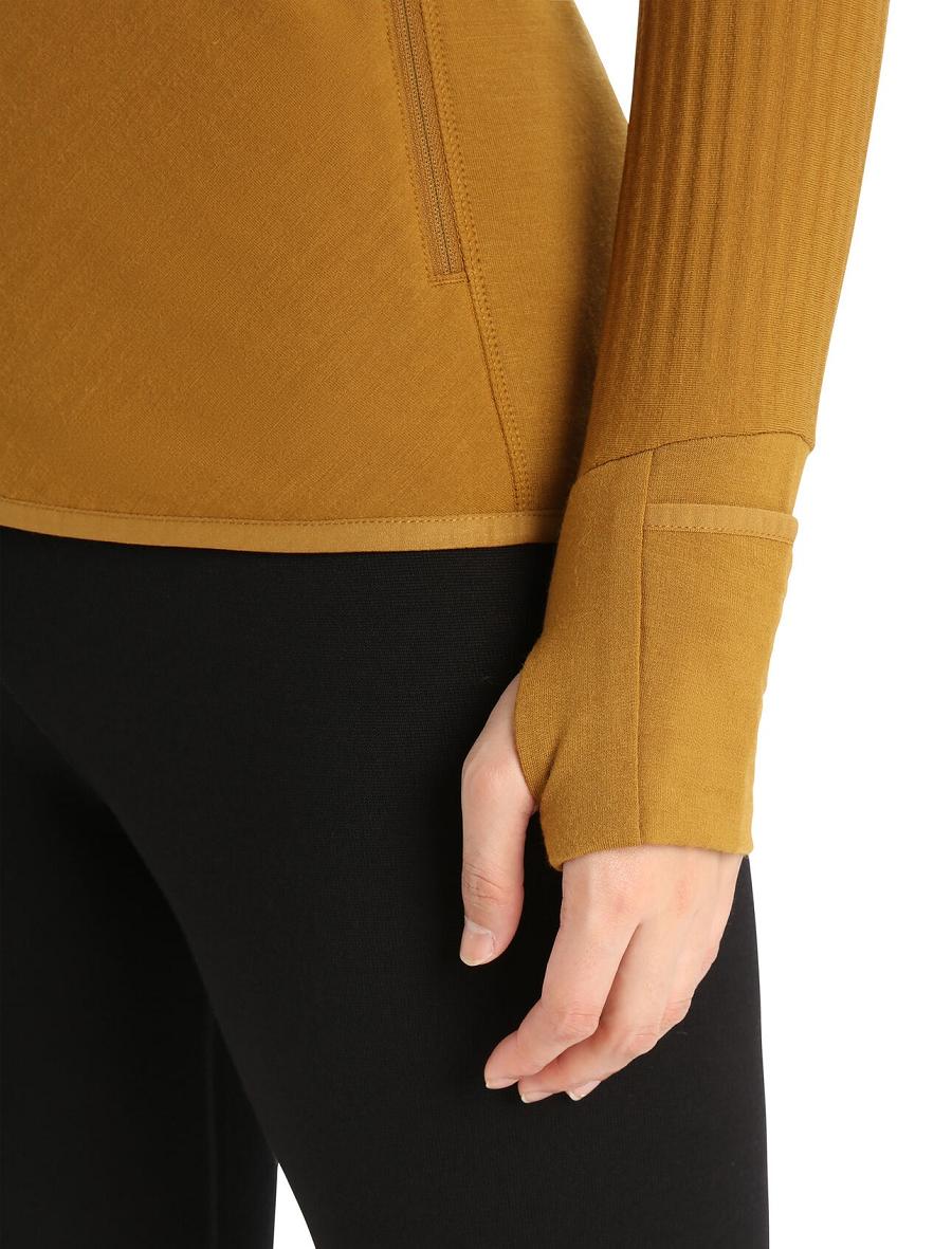 Clove Icebreaker RealFleece™ Merino Descender Long Sleeve Zip Women's Jackets | AU 1647UZGT